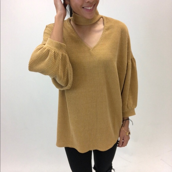 CYBER SALE! LAST S// NAYA Mustard Choker Top - Picture 2 of 8